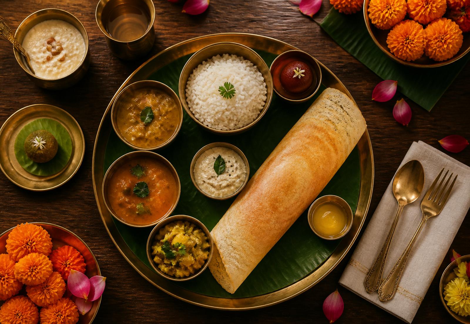 Authentic Indian thali prepared by Brahmagiri Cafe
